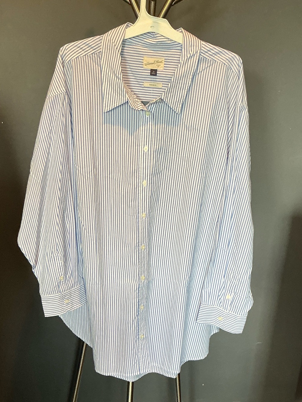 Universal Thread Men's Blue and White Pinstripe Dress Shirt